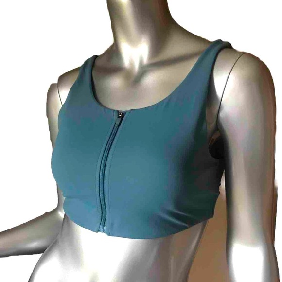 Gumshark Women’s Medium Teal Blue Zip Front Sports Bra - Picture 1 of 12